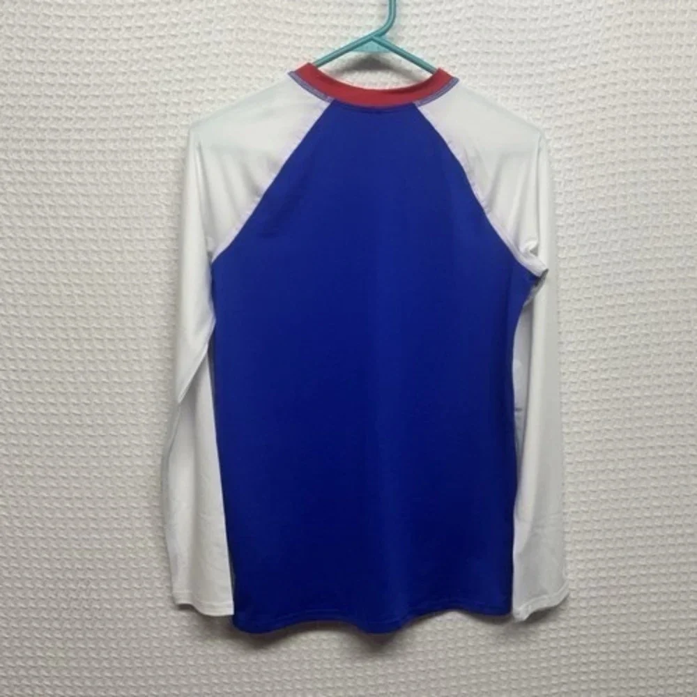 NWOT Lands' End‎ Blue/White Long Sleeve Rash Guard Swim T-Shirt Women XL 14-16
